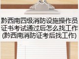黔西南四级消防设施操作员证书考试通过后怎么找工作(黔西南消防证考后找工作)