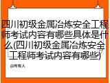 四川初级金属冶炼安全工程师考试内容有哪些具体是什么(四川初级金属冶炼安全工程师考试内容有哪些)