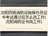 沈阳四级消防设施操作员证书考试通过后怎么找工作(沈阳消防证书找工作)