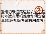 儋州初级道路运输安全工程师考试有用吗难度如何含金量(儋州初级考试有用难考)