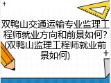 双鸭山交通运输专业监理工程师就业方向和前景如何？(双鸭山监理工程师就业前景如何)