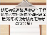 朝阳初级道路运输安全工程师考试有用吗难度如何含金量(朝阳初级考试有用难考高含金量)
