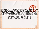 防城港三级消防安全管理员证报考具体要求(消防安全管理员报考条件)