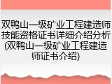 双鸭山一级矿业工程建造师技能资格证书详细介绍分析(双鸭山一级矿业工程建造师证书介绍)