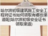 哈尔滨初级建筑施工安全工程师证书如何领取有哪些渠道呢(哈尔滨初级安全证书领取渠道)