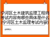 宁河区土木建筑监理工程师考试内容有哪些具体是什么(宁河区土木监理考试内容)