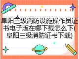 阜阳三级消防设施操作员证书电子版在哪下载怎么下(阜阳三级消防证书下载)
