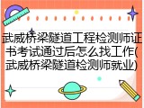 武威桥梁隧道工程检测师证书考试通过后怎么找工作(武威桥梁隧道检测师就业)