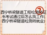 西宁桥梁隧道工程检测师证书考试通过后怎么找工作(西宁桥梁隧道检测师就业)