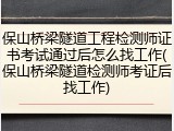 保山桥梁隧道工程检测师证书考试通过后怎么找工作(保山桥梁隧道检测师考证后找工作)