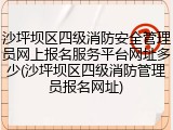 沙坪坝区四级消防安全管理员网上报名服务平台网址多少(沙坪坝区四级消防管理员报名网址)