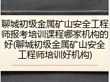 聊城初级金属矿山安全工程师报考培训课程哪家机构的好(聊城初级金属矿山安全工程师培训好机构)