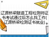 辽源桥梁隧道工程检测师证书考试通过后怎么找工作(辽源桥梁检测证书就业)