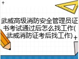 武威高级消防安全管理员证书考试通过后怎么找工作(武威消防证考后找工作)