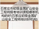 石家庄市初级金属矿山安全工程师报考培训课程哪家机构的好(石家庄初级金属矿山安全工程师培训好机构)