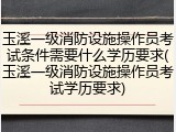 玉溪一级消防设施操作员考试条件需要什么学历要求(玉溪一级消防设施操作员考试学历要求)