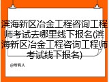 滨海新区冶金工程咨询工程师考试去哪里线下报名(滨海新区冶金工程咨询工程师考试线下报名)