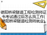 德阳桥梁隧道工程检测师证书考试通过后怎么找工作(德阳桥梁隧道检测师就业)