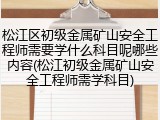 松江区初级金属矿山安全工程师需要学什么科目呢哪些内容(松江初级金属矿山安全工程师需学科目)