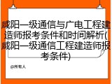 咸阳一级通信与广电工程建造师报考条件和时间解析(咸阳一级通信工程建造师报考条件)
