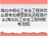 海北中级化工安全工程师怎么报考在哪里报名流程是什么(海北化工安全工程师报考流程)