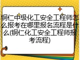 铜仁中级化工安全工程师怎么报考在哪里报名流程是什么(铜仁化工安全工程师报考流程)