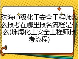 珠海中级化工安全工程师怎么报考在哪里报名流程是什么(珠海化工安全工程师报考流程)