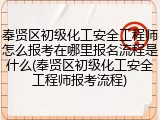 奉贤区初级化工安全工程师怎么报考在哪里报名流程是什么(奉贤区初级化工安全工程师报考流程)