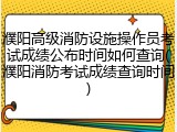 濮阳高级消防设施操作员考试成绩公布时间如何查询(濮阳消防考试成绩查询时间)