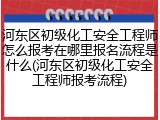 河东区初级化工安全工程师怎么报考在哪里报名流程是什么(河东区初级化工安全工程师报考流程)