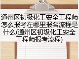 通州区初级化工安全工程师怎么报考在哪里报名流程是什么(通州区初级化工安全工程师报考流程)