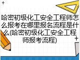 哈密初级化工安全工程师怎么报考在哪里报名流程是什么(哈密初级化工安全工程师报考流程)