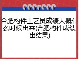 合肥构件工艺员成绩大概什么时候出来(合肥构件成绩出结果)