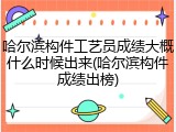 哈尔滨构件工艺员成绩大概什么时候出来(哈尔滨构件成绩出榜)