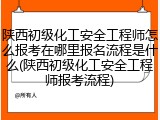陕西初级化工安全工程师怎么报考在哪里报名流程是什么(陕西初级化工安全工程师报考流程)