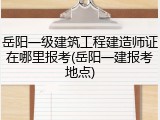 岳阳一级建筑工程建造师证在哪里报考(岳阳一建报考地点)