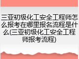 三亚初级化工安全工程师怎么报考在哪里报名流程是什么(三亚初级化工安全工程师报考流程)