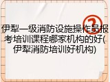 伊犁一级消防设施操作员报考培训课程哪家机构的好(伊犁消防培训好机构)