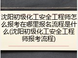 沈阳初级化工安全工程师怎么报考在哪里报名流程是什么(沈阳初级化工安全工程师报考流程)