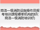 商洛一级消防设施操作员报考培训课程哪家机构的好(商洛一级消防培训好)
