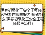 伊春初级化工安全工程师怎么报考在哪里报名流程是什么(伊春初级化工安全工程师报考流程)
