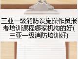三亚一级消防设施操作员报考培训课程哪家机构的好(三亚一级消防培训好)