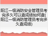 阳江一级消防安全管理员考完多久可以查成绩如何查(阳江一级消防管理员考完多久查成绩)