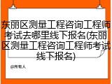 东丽区测量工程咨询工程师考试去哪里线下报名(东丽区测量工程咨询工程师考试线下报名)