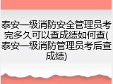 泰安一级消防安全管理员考完多久可以查成绩如何查(泰安一级消防管理员考后查成绩)