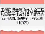 玉树初级金属冶炼安全工程师需要学什么科目呢哪些内容(玉树初级安全工程师科目内容)