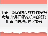 伊春一级消防设施操作员报考培训课程哪家机构的好(伊春消防培训机构好)