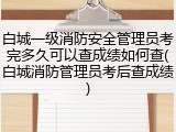 白城一级消防安全管理员考完多久可以查成绩如何查(白城消防管理员考后查成绩)