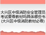 大兴区中级消防安全管理员考试要看教材吗具体哪些书(大兴区中级消防教材必看)