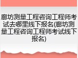 廊坊测量工程咨询工程师考试去哪里线下报名(廊坊测量工程咨询工程师考试线下报名)